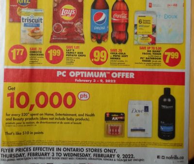 No Frills Ontario: Get 10,000 PC Optimum Points For Every $20 Spent On Home, Entertainment, and Health & Beauty Products February 3rd – 9th