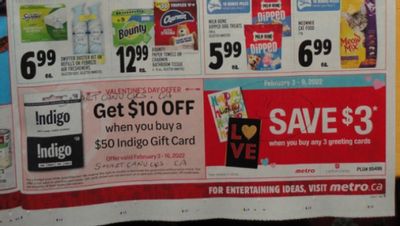 Metro Ontario: Get $10 Off The Purchase Of A $50 Indigo Gift Card February 3rd – 16th