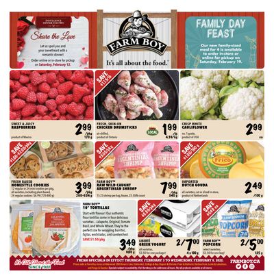 Farm Boy (Alderwood, College & Bay, Dupont & Christie, Front & Bathurst, Harbourfront, Leslie & Lakeshore, Yonge & Soudan)Flyer February 3 to 9