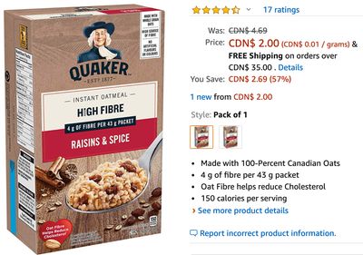 Amazon Canada Deals: Save 57% on Quaker Instant Oatmeal, for $2.00 + 46% on Lindt White Chocolate 100 g for $2.00
