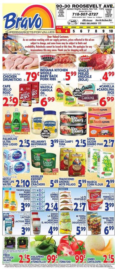 Bravo Supermarkets (CT, FL, MA, NJ, NY, PA) Weekly Ad Flyer February 6 to February 13
