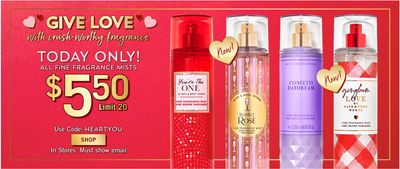 Bath & Body Works Canada Promotions: All Fine Fragrance Mist for $5.50, with Coupon Code+ More Offers