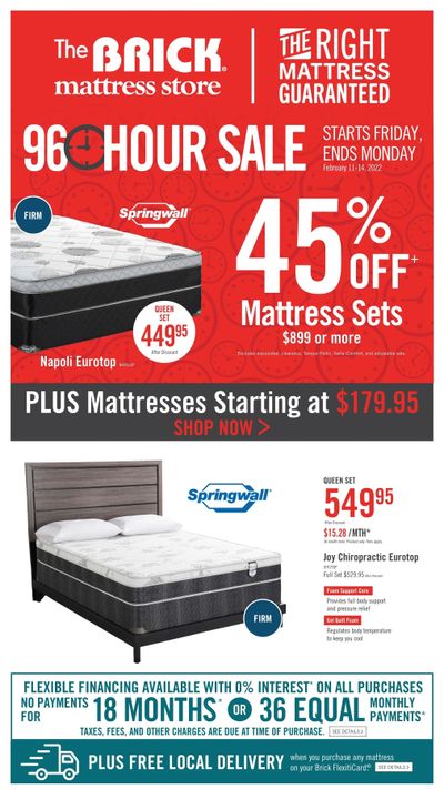 The Brick Mattress Store 96-Hour Sale Flyer February 11 to 14