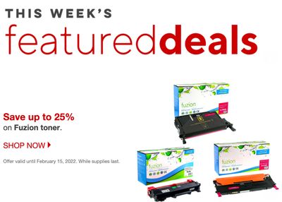 Staples Canada Featured Deals: Save up to 25% on Fuzion Toner + More Deals