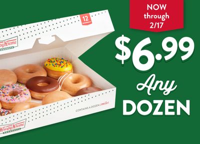 Get 1 Dozen Doughnuts for $6.99 In-shop at Krispy Kreme Through to February 17: A Krispy Kreme Rewards Member Exclusive