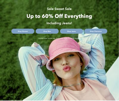 American Eagle & Aerie Canada Sale Sweet Sale: Save up to 60% Off Everything including Jeans + Buy 1, Get 1 FREE