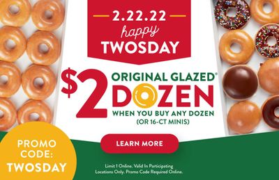 One Day Only: Get a $2 Original Glazed Dozen With the Purchase of an Additional Dozen at Krispy Kreme on February 22