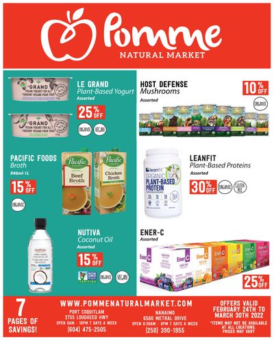Pomme Natural Market Monthly Flyer February 24 to March 30