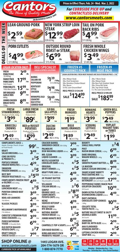 Cantor's Meats Flyer February 24 to March 2