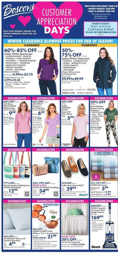 Boscov's (CT, DE, MD, NJ, NY, PA) Weekly Ad Flyer February 24 to March 3 Boscov's (CT, DE, MD, NJ, NY, PA) Weekly Ad Flyer February 24 to March 3