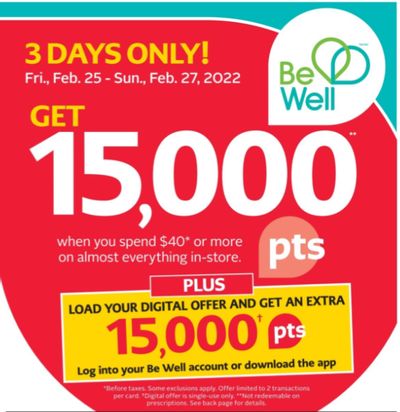 Rexall Canada Flyers Offers: Get 15,000 Be Well Points When You Spend $50 + 3 Days Deals + Hot Deals