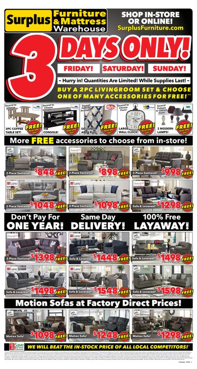 Surplus Furniture & Mattress Warehouse (St. Catharines) Flyer February 28 to March 6 Surplus Furniture & Mattress Warehouse (St. Catharines) Flyer February 28 to March 6