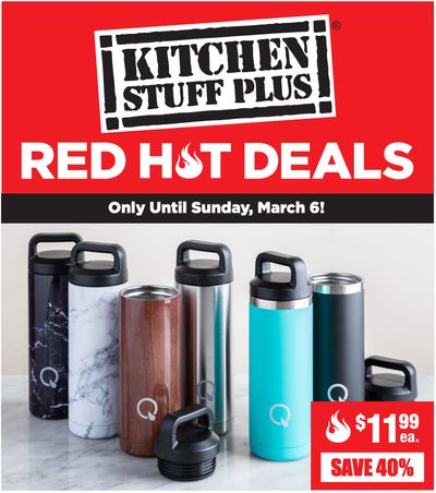 Kitchen Stuff Plus Canada Red Hot Deals: Save 40% on Quench Double Wall Sport Bottle – 530 ML + More Offers