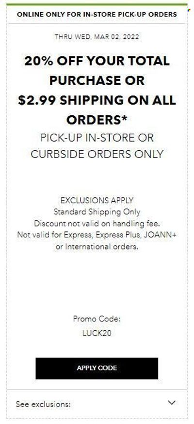JOANN Weekly Ad Flyer March 2 to March 9