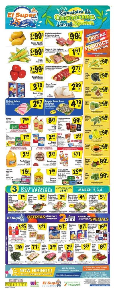 El Super (CA, NM, NV, TX) Weekly Ad Flyer March 2 to March 9