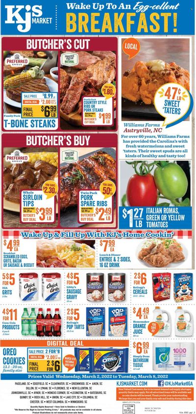 KJ´s Market (GA, SC) Weekly Ad Flyer March 2 to March 9