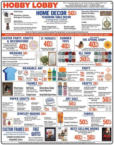 Hobby Lobby Weekly Ad Flyer March 14 to March 21