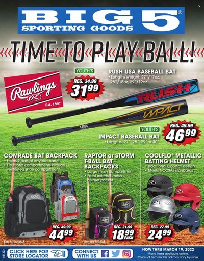 Big 5 (AZ, CA, CO, ID, NM, OR, UT, WA) Weekly Ad Flyer March 14 to March 21