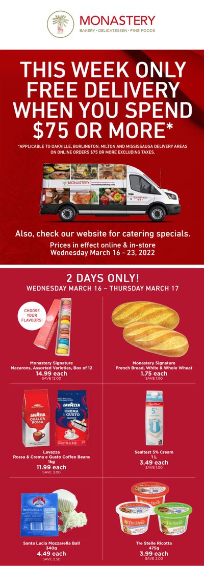 Monastery Bakery Flyer March 16 to 23