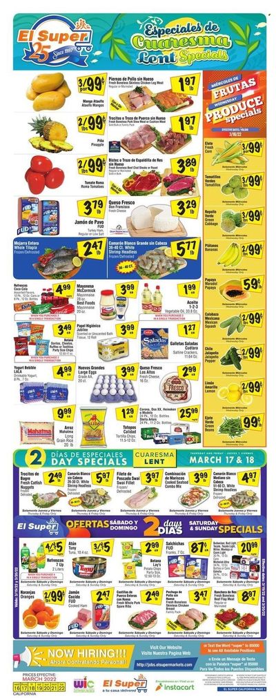 El Super (CA, NM, NV, TX) Weekly Ad Flyer March 16 to March 23