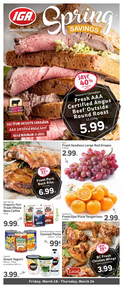 IGA Stores of BC Flyer March 18 to 24
