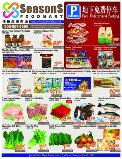 Seasons Food Mart (Thornhill) Flyer March 27 to April 2