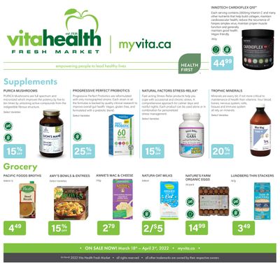 Vita Health Fresh Market Flyer March 18 to April 3
