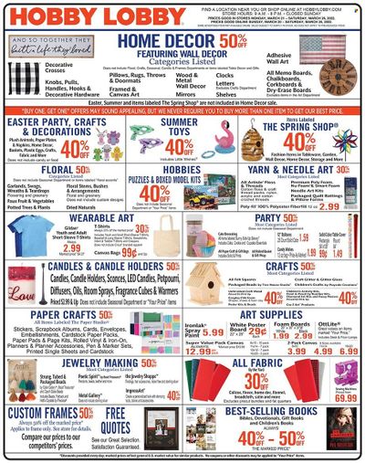 Hobby Lobby Weekly Ad Flyer March 21 to March 28