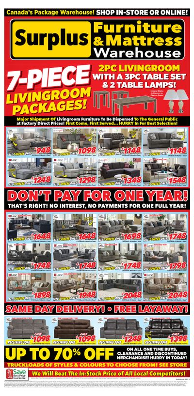 Surplus Furniture & Mattress Warehouse (Winnipeg) Flyer March 21 to April 3 Surplus Furniture & Mattress Warehouse (Winnipeg) Flyer March 21 to April 3