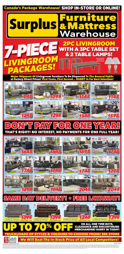 Surplus Furniture & Mattress Warehouse (Thunder Bay) Flyer March 21 to April 3
