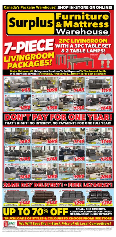 Surplus Furniture & Mattress Warehouse (Lethbridge) Flyer March 21 to April 3