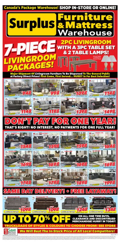 Surplus Furniture & Mattress Warehouse (Barrie) Flyer March 21 to April 3 Surplus Furniture & Mattress Warehouse (Barrie) Flyer March 21 to April 3