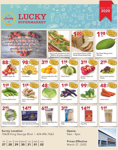 Lucky Supermarket (Surrey) Flyer March 27 to April 2