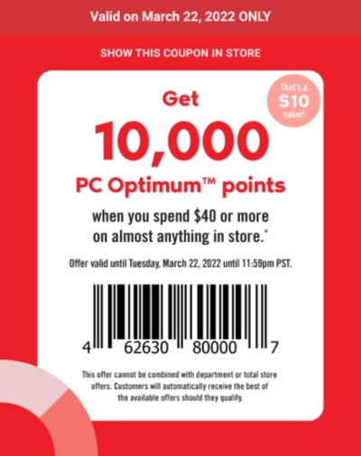 Shoppers Drug Mart Tuesday Text Offer: Get 10,000 Points When You Spend $40 Or More