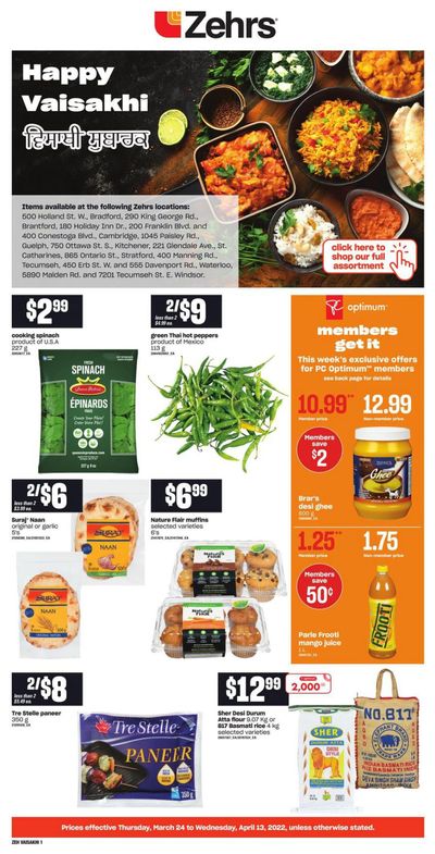 Zehrs Vaisakhi Flyer March 24 to April 13