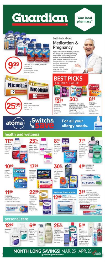 Guardian Pharmacy Monthly Flyer March 25 to April 28
