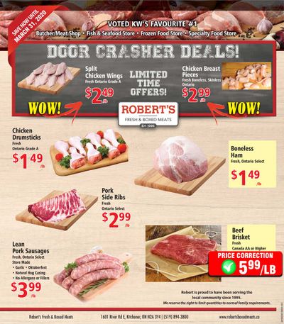 Robert's Fresh and Boxed Meats Flyer March 25 to 31