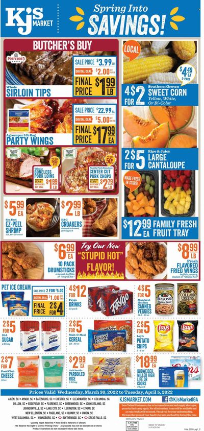 KJ´s Market (GA, SC) Weekly Ad Flyer March 30 to April 6