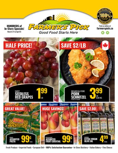 Farmer's Pick Flyer March 31 to April 6