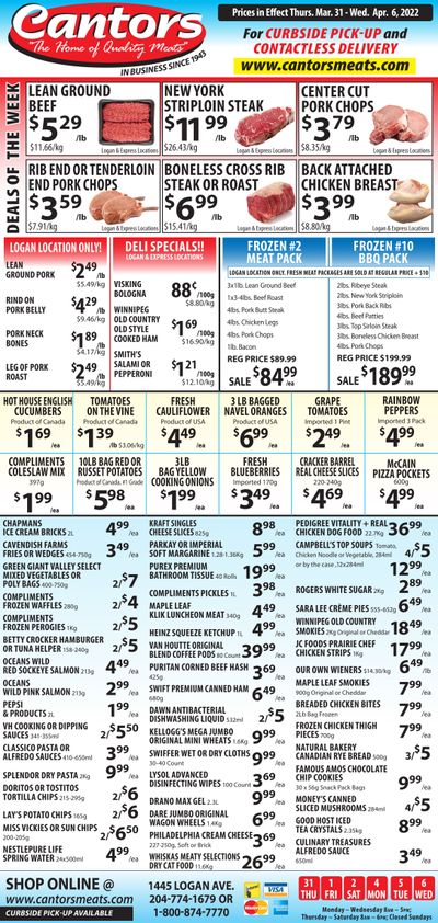 Cantor's Meats Flyer March 31 to April 6