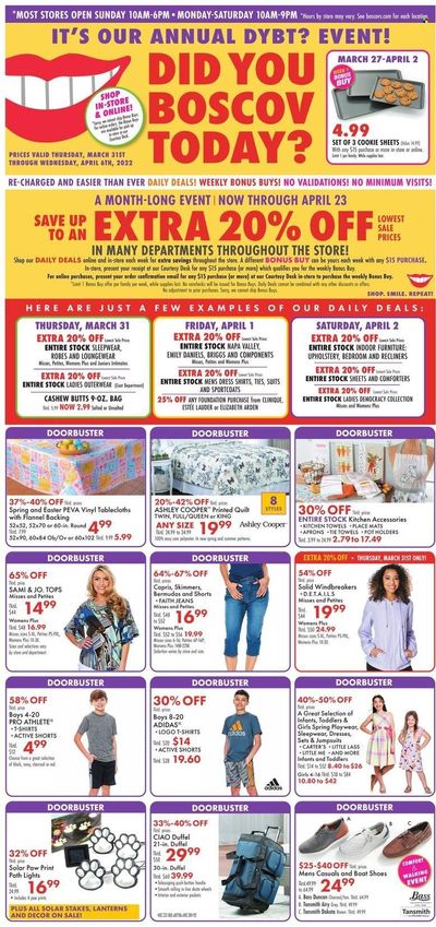 Boscov's (CT, DE, MD, NJ, NY, PA) Weekly Ad Flyer April 1 to April 8