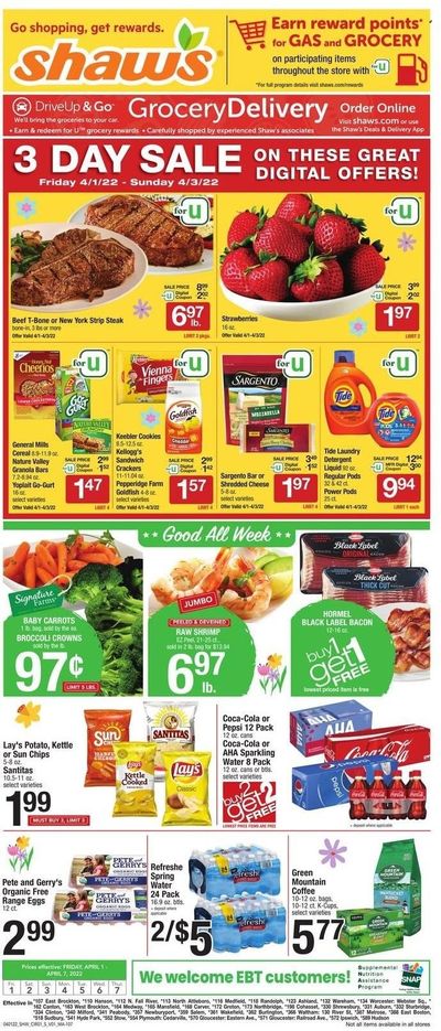 Shaw’s (MA, ME, NH, RI, VT) Weekly Ad Flyer April 1 to April 8