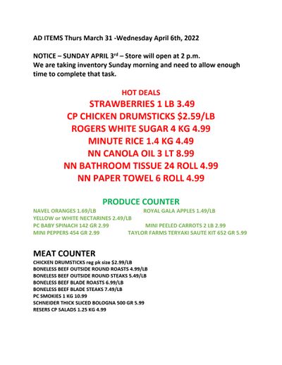 WayWay Food Mart Flyer March 31 to April 6