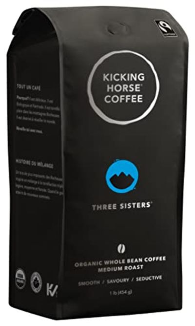 Kicking Horse Coffee, Three Sisters, Medium Roast, Whole Bean, 1 lb - Certified Organic, Fairtrade, Kosher Coffee $8 (Reg $9.99)