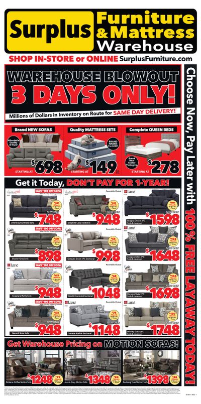 Surplus Furniture & Mattress Warehouse (Barrie) Flyer April 4 to 10