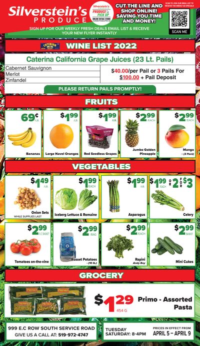 Silverstein's Produce Flyer April 5 to 9