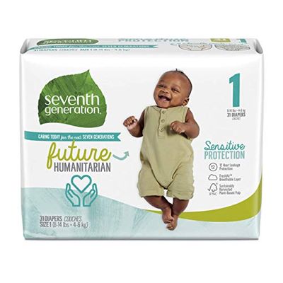 Seventh Generation Baby Diapers Sensitive Protection Free & Clear Size 1, 31 Count (Pack of 1) $19.99 (Reg $51.88)