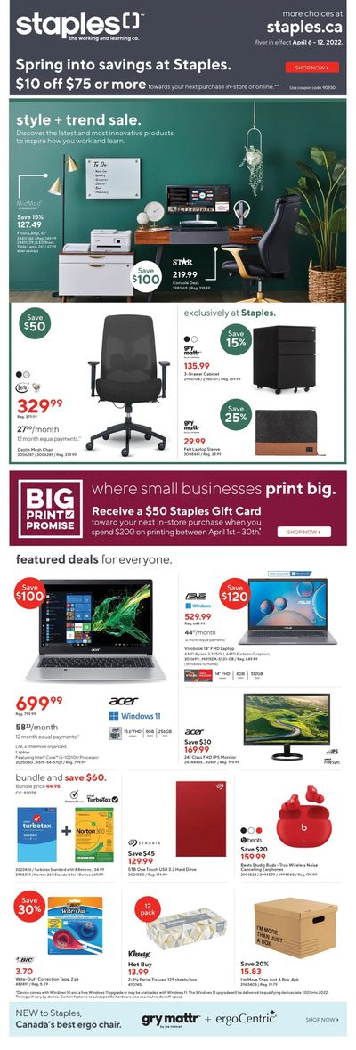 Staples Flyer April 6 to 12
