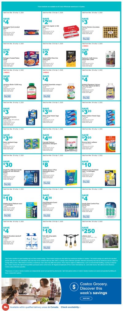 Costco (QC) Weekly Savings March 30 to April 5