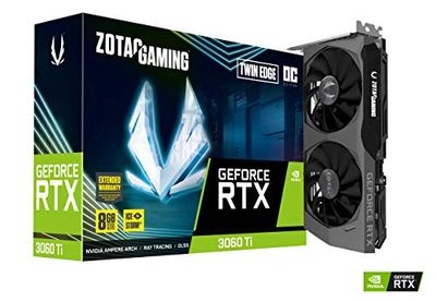 ZOTAC Gaming GeForce RTX™ 3060 Ti Twin Edge OC LHR 8GB GDDR6 256-bit 14 Gbps PCIE 4.0 Gaming Graphics Card, IceStorm 2.0 Advanced Cooling, Active Fan Control, Freeze Fan Stop ZT-A30610H-10MLHR $799.99 (Reg $1039.99)